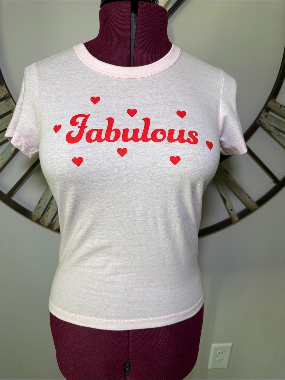 Forever 21 Fabulous Graphic Tee - Pink with Red Print